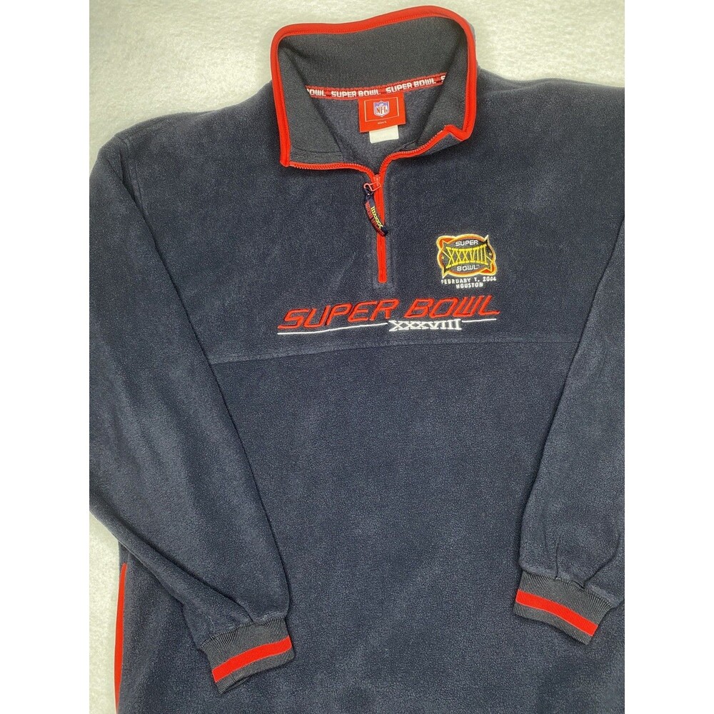 Vintage 2004 NFL Super Bowl 38 Fleece Quarter Zip Men’s Size L Jacket Huston